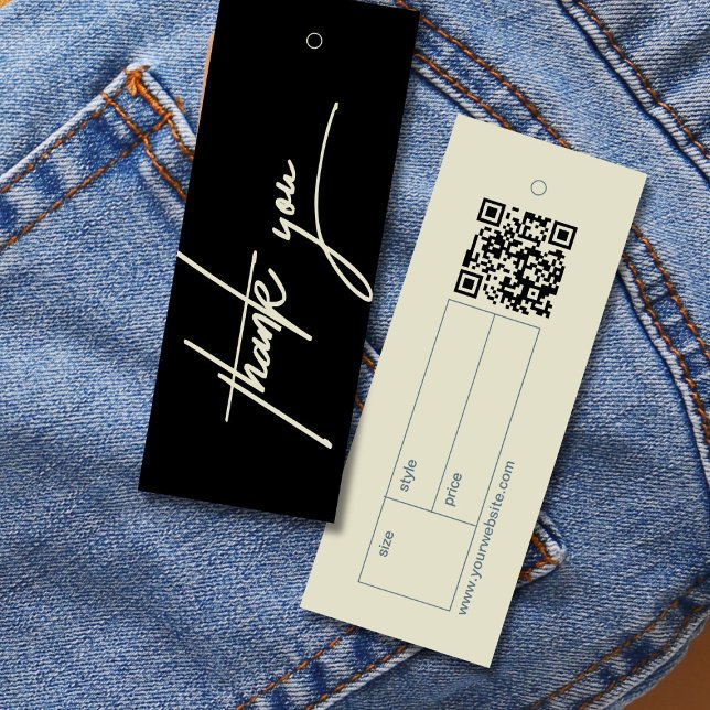 Etiqueta de precio simple en negro y amarillo (Simple Black & Yellow Thank You Label Price Tag)