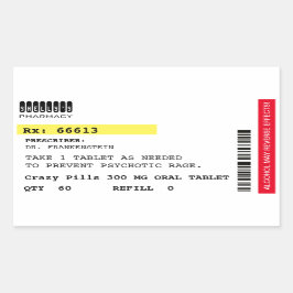 Etiqueta de prescripción de píldoras locas falsas