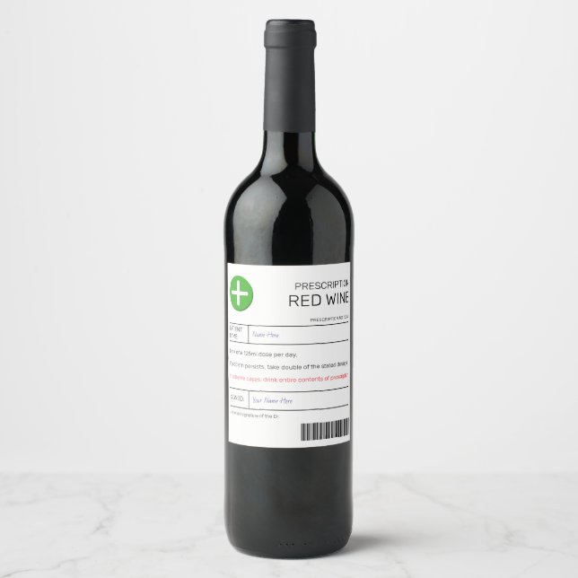 Etiqueta de prescripción de vino rojo (Anverso)