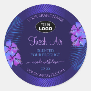 Etiqueta de producto azul oscuro Logotipo de flore