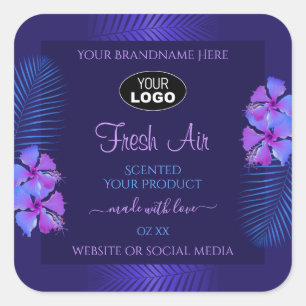 Etiqueta de producto azul oscuro Logotipo de flore