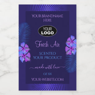 Etiqueta de producto azul oscuro Logotipo de flore