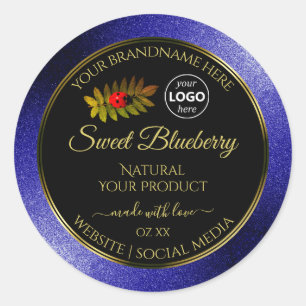 Etiqueta de producto azul real negra Ladybug con l