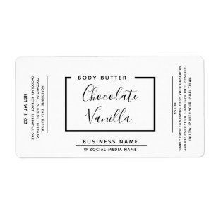 Etiqueta de producto blanco de la tipografía moder