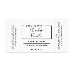 Etiqueta de producto blanco de la tipografía moder