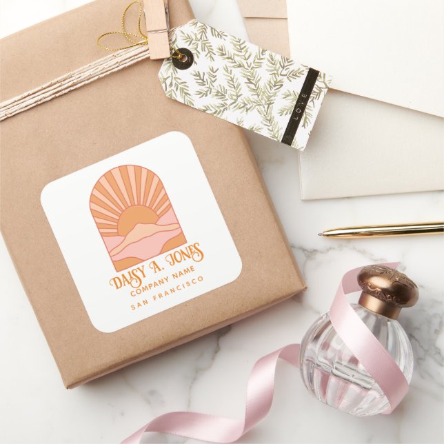 Etiqueta de producto Boho Retro Sunrise (Regalar)