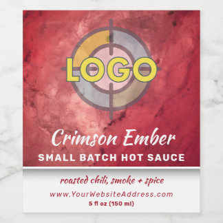 Etiqueta de producto comercial de mármol rojo y bl