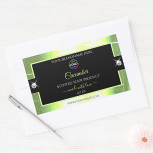 Etiqueta de producto con logotipo verde brillante 