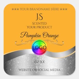 Etiqueta de producto con logotipo y monograma de p
