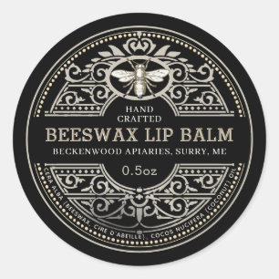 Etiqueta de producto de abeja heráldica de Beeswax