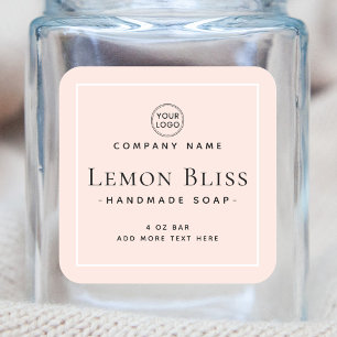 Etiqueta de producto de borde blanco rosa claro cu