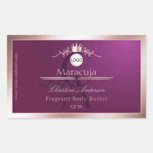 Etiqueta de producto de Borgoña con marco de oro r