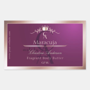 Etiqueta de producto de Borgoña con marco de oro r