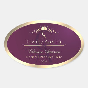 Etiqueta de producto de Borgoña con monograma de b