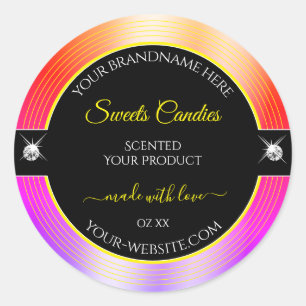 Etiqueta de producto de brillantes negros arcoiris