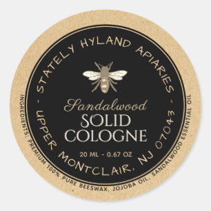 Etiqueta de producto de cera de abeja manuscrita K