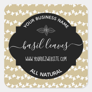 Etiqueta de producto de hierba y jarra de especias