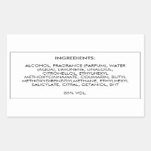 Etiqueta de producto de ingredientes