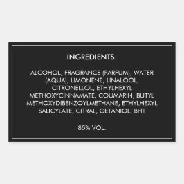 Etiqueta de producto de ingredientes