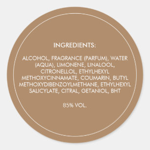 Etiqueta de producto de ingredientes
