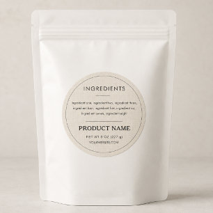 Etiqueta de producto de ingredientes de lino para 