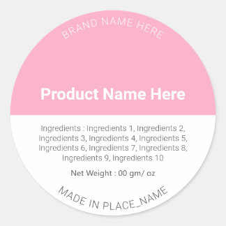 Etiqueta de producto de ingredientes de marca de P