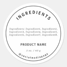 Etiqueta de producto de ingredientes modernos