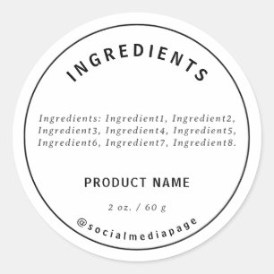 Etiqueta de producto de ingredientes modernos