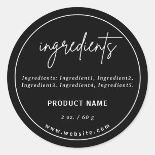 Etiqueta de producto de ingredientes negros modern