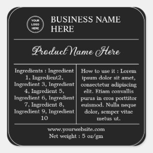Etiqueta de producto de instrucciones de ingredien
