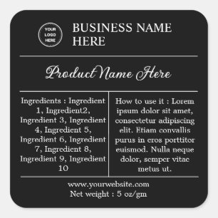 Etiqueta de producto de instrucciones de ingredien