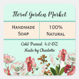 Etiqueta de producto de jabón casero acuarela