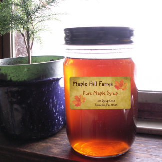 Etiqueta de producto de jarabe de arce de arce