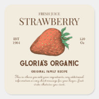 Etiqueta de producto de jugo de fresa de vintage