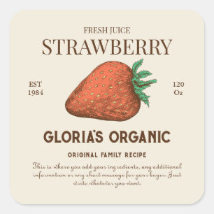 Etiqueta de producto de jugo de fresa de vintage