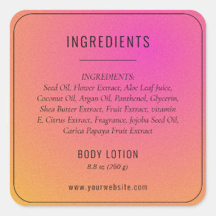 Etiqueta de producto de la lista de ingredientes d