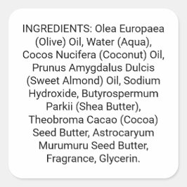 Etiqueta de producto de listado de ingredientes pa