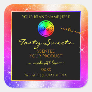 Etiqueta de producto de marco de Purpurina multico