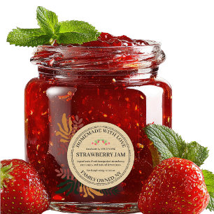Etiqueta de producto de mermelada casera de fresa