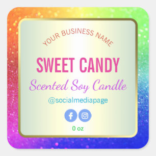 Etiqueta de producto de Purpurina arcoiris brillan