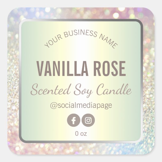 Etiqueta de producto de purpurina holográfico (Anverso)