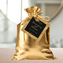 Etiqueta de producto de Purpurina negro y dorado