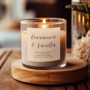 Etiqueta de producto de vela beige de letra script