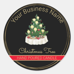 Etiqueta de producto de velas de árbol de Navidad 