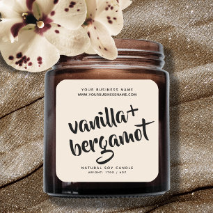 Etiqueta de producto de velas de color beige moder