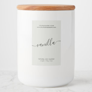 Etiqueta de producto de velas de escritura gris mo
