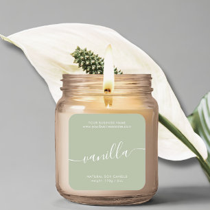 Etiqueta de producto de velas de guión verde sage