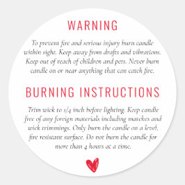 Etiqueta de producto de velas de instrucciones de 