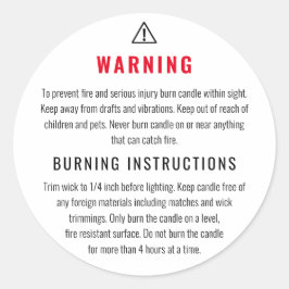 Etiqueta de producto de velas de instrucciones de 