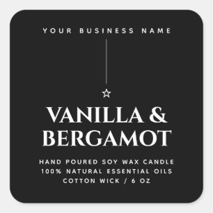 etiqueta de producto de velas minimalistas negras